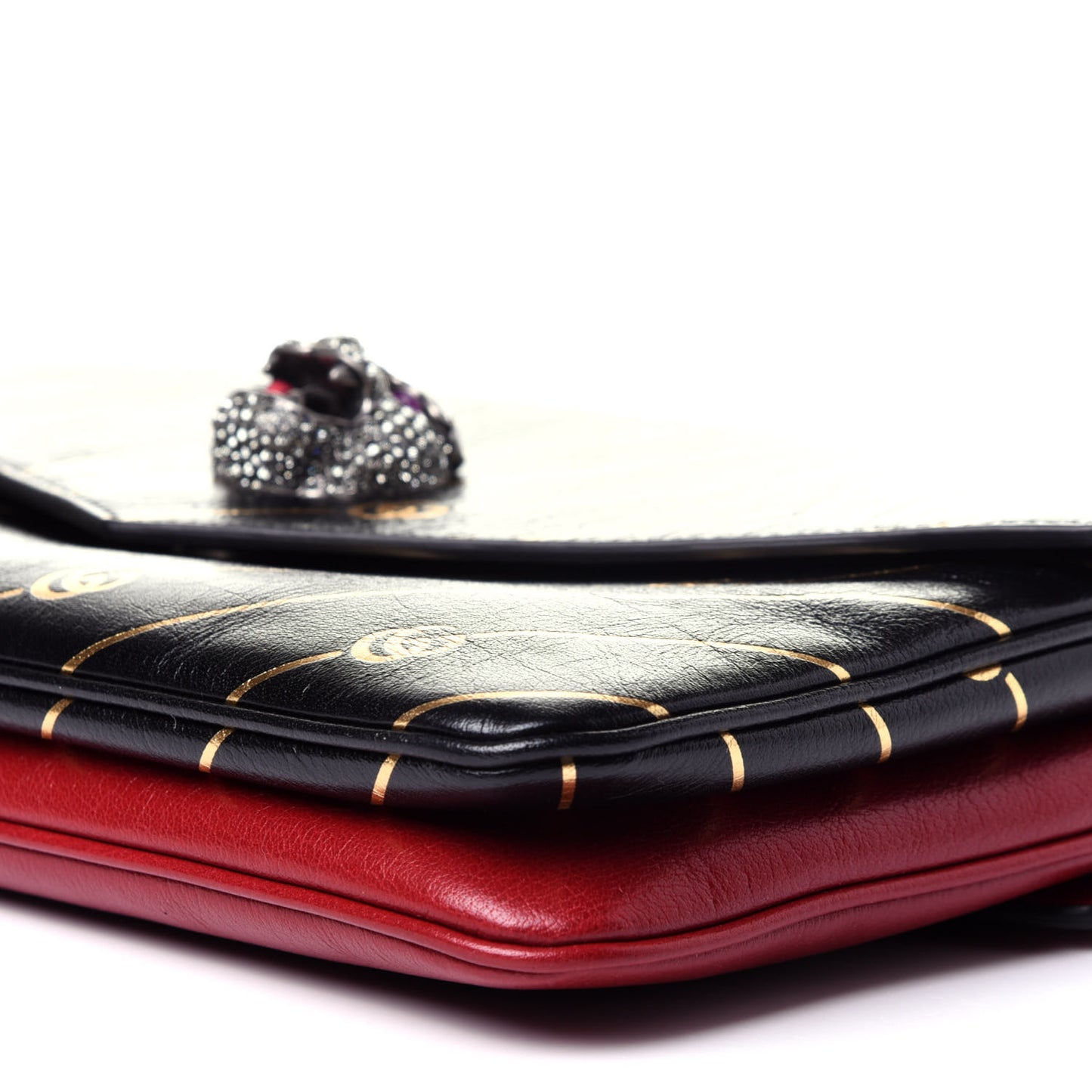 Calfskin Diagonal GG Medium Thiara Double Envelope Shoulder Bag Black Red