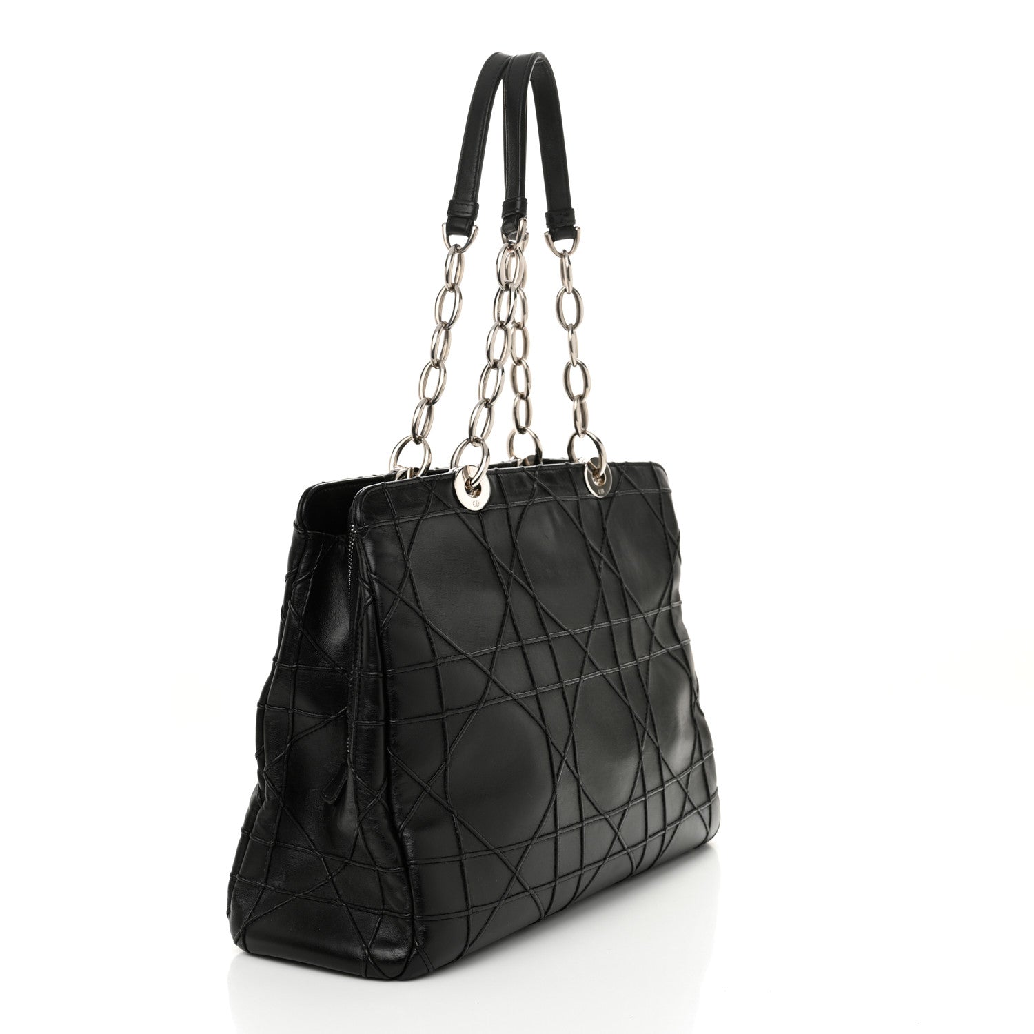 Christian Dior Lambskin Macrocannage Granville Tote Black 3 of 12