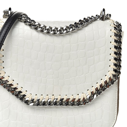 Stella McCartney Embossed Crocodile Effect Medium Falabella Box Shoulder Bag Ivory 9 of 10
