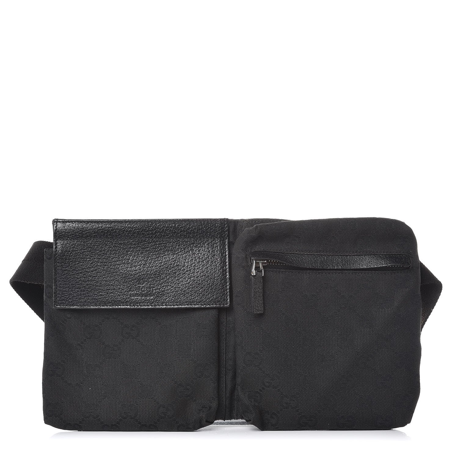 Gucci GG Monogram Double Pocket Belt Bag Black 1 of 10