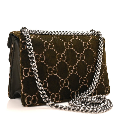 Gucci Velvet Moon Calfskin Crystal GG Monogram Small Dionysus Shoulder Bag Dark Olive Rose Gold 3 of 10