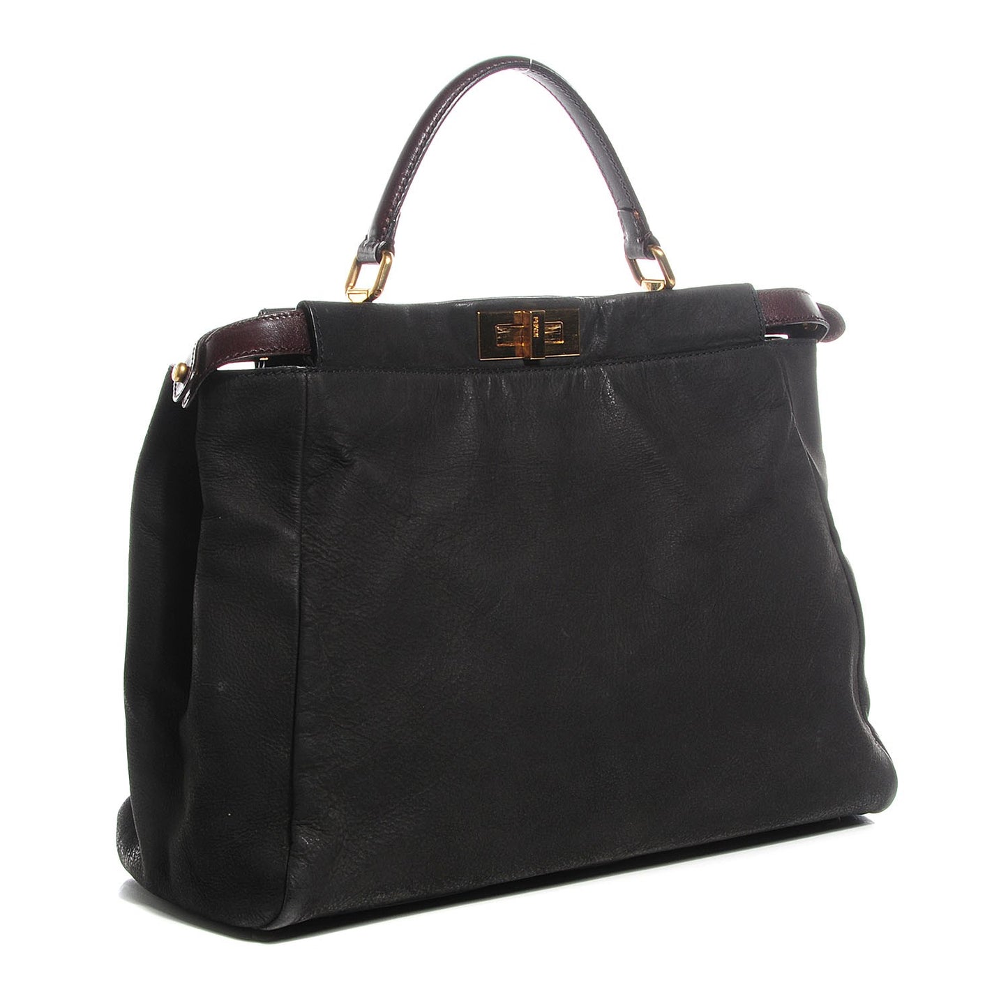 Buffalo Vitello Large Peekaboo Iconic Satchel Black