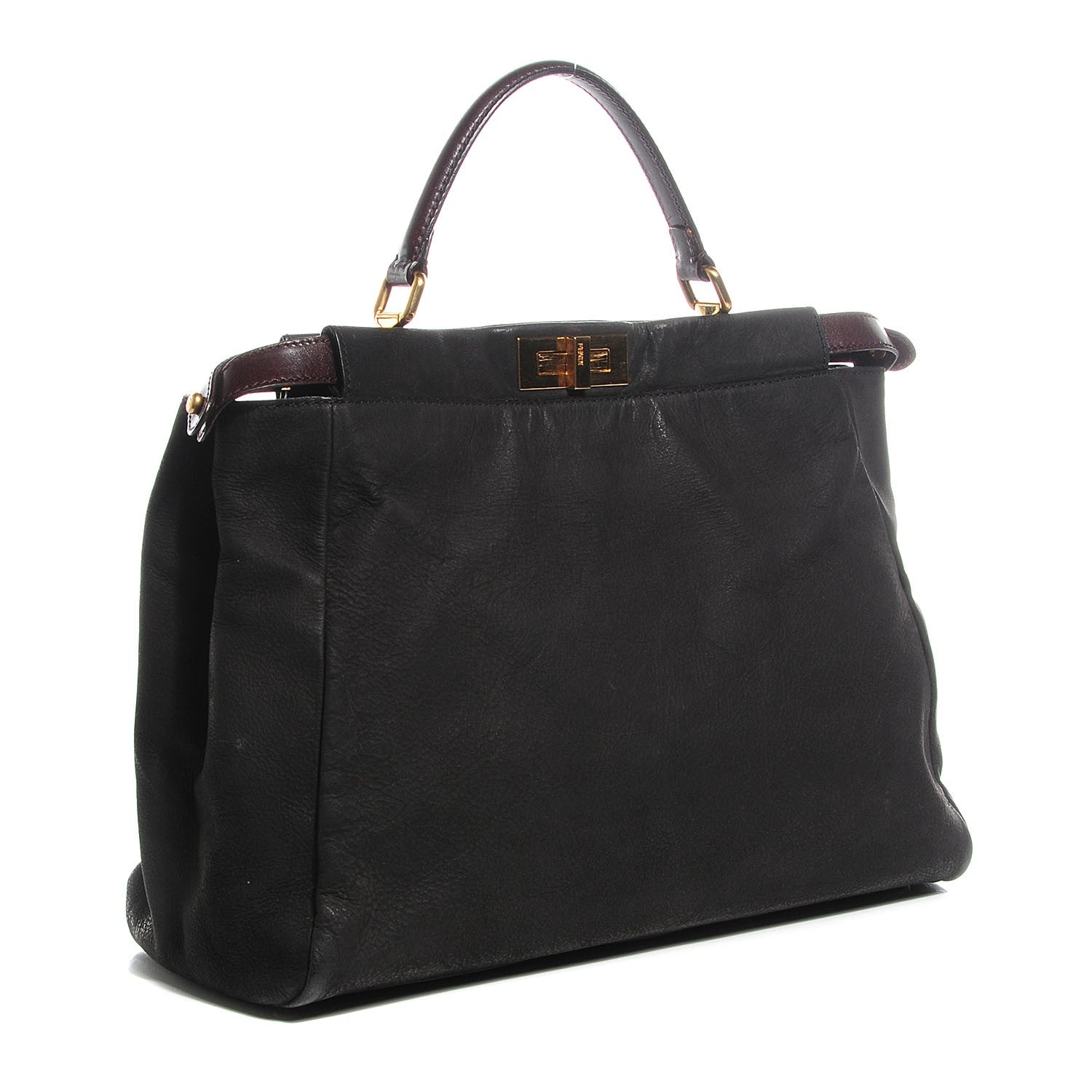 Fendi Buffalo Vitello Large Peekaboo Iconic Satchel Black 3 of 11