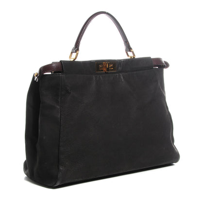 Fendi Buffalo Vitello Large Peekaboo Iconic Satchel Black 3 of 11