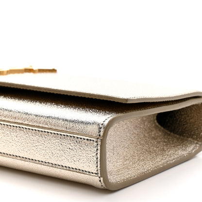 Saint Laurent Metallic Textured Calfskin Classic Monogram Cassandre Clutch Pale Gold 9 of 12