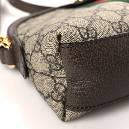 Gucci GG Supreme Monogram Textured Dollar Calfskin Web Small Ophidia Dome Shoulder Bag Beige Ebony New Acero 8 of 9