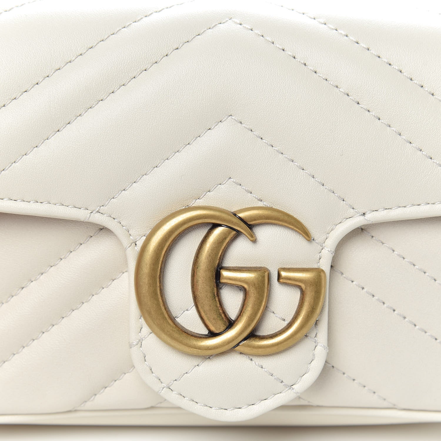 Gucci Calfskin Matelasse Super Mini GG Marmont Shoulder Bag White 10 of 11