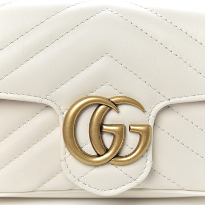 Gucci Calfskin Matelasse Super Mini GG Marmont Shoulder Bag White 10 of 11