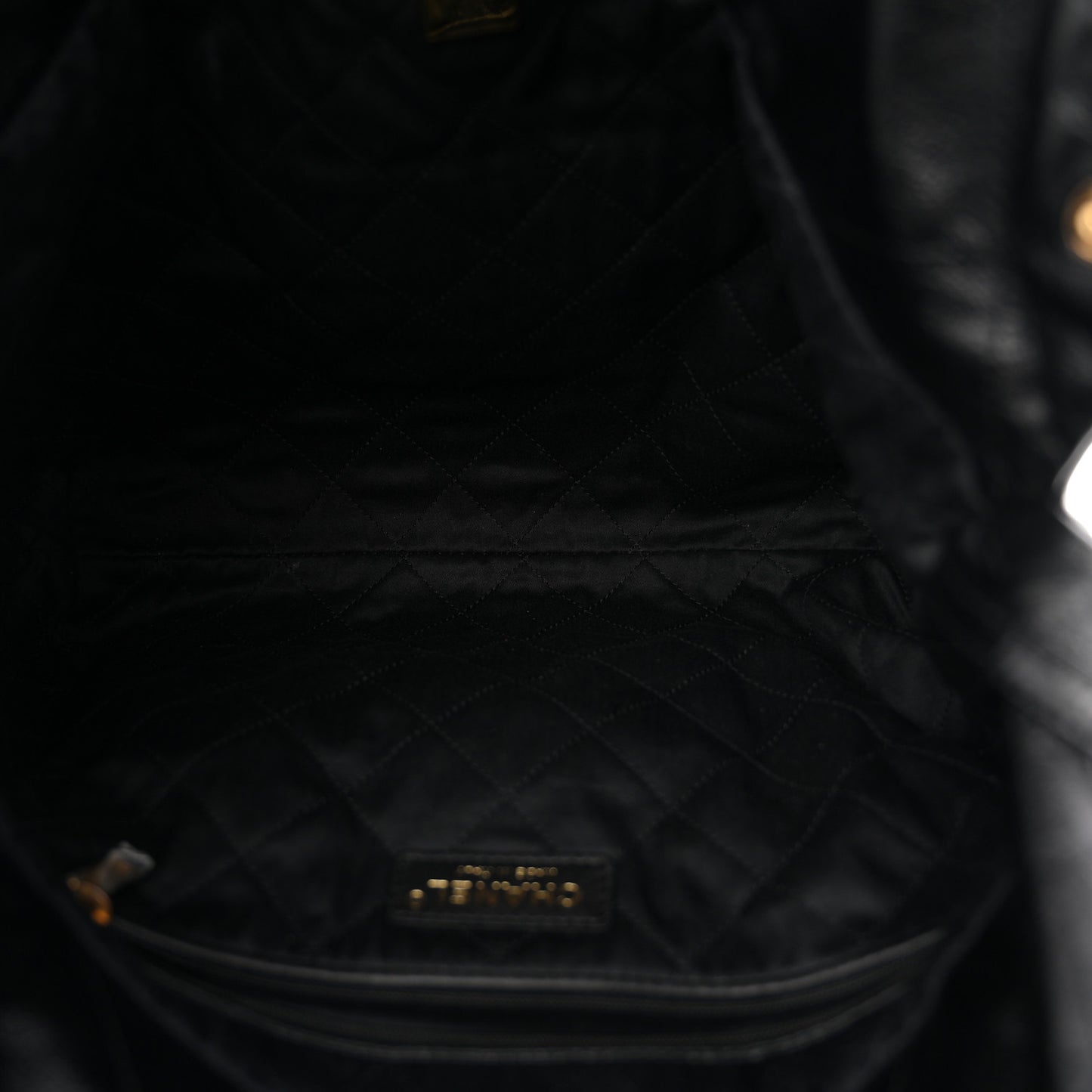 Shiny Calfskin Quilted Small Chanel 22 Black