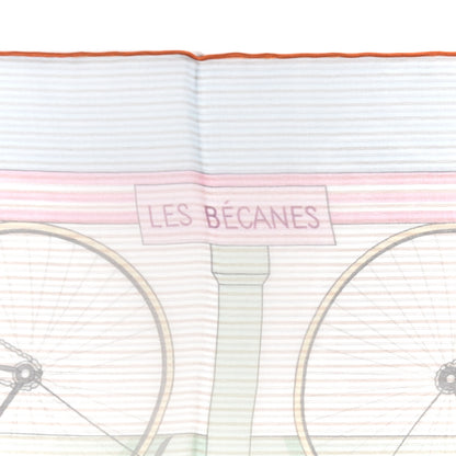 Hermes Silk Mousseline Les Becanes Scarf 70 Ciel Rose Vert Multicolor 4 of 5