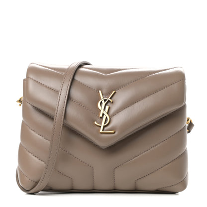 Saint Laurent Calfskin Y Quilted Monogram Toy Loulou Crossbody Bag Taupe 1 of 11