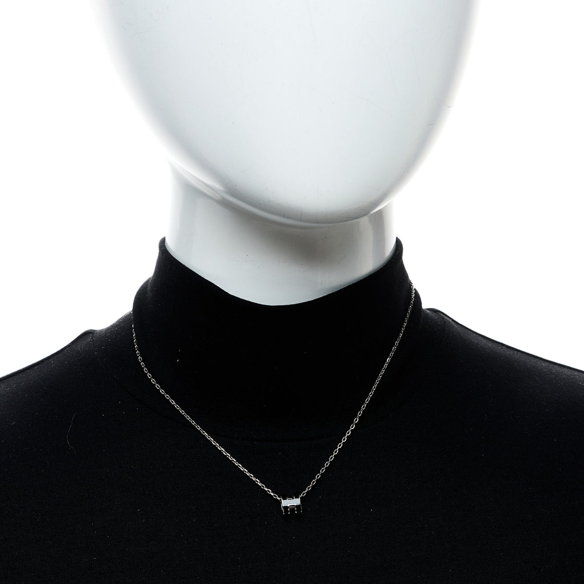 Hermes Lacquered Palladium Mini Pop H Pendant Necklace Black 2 of 6