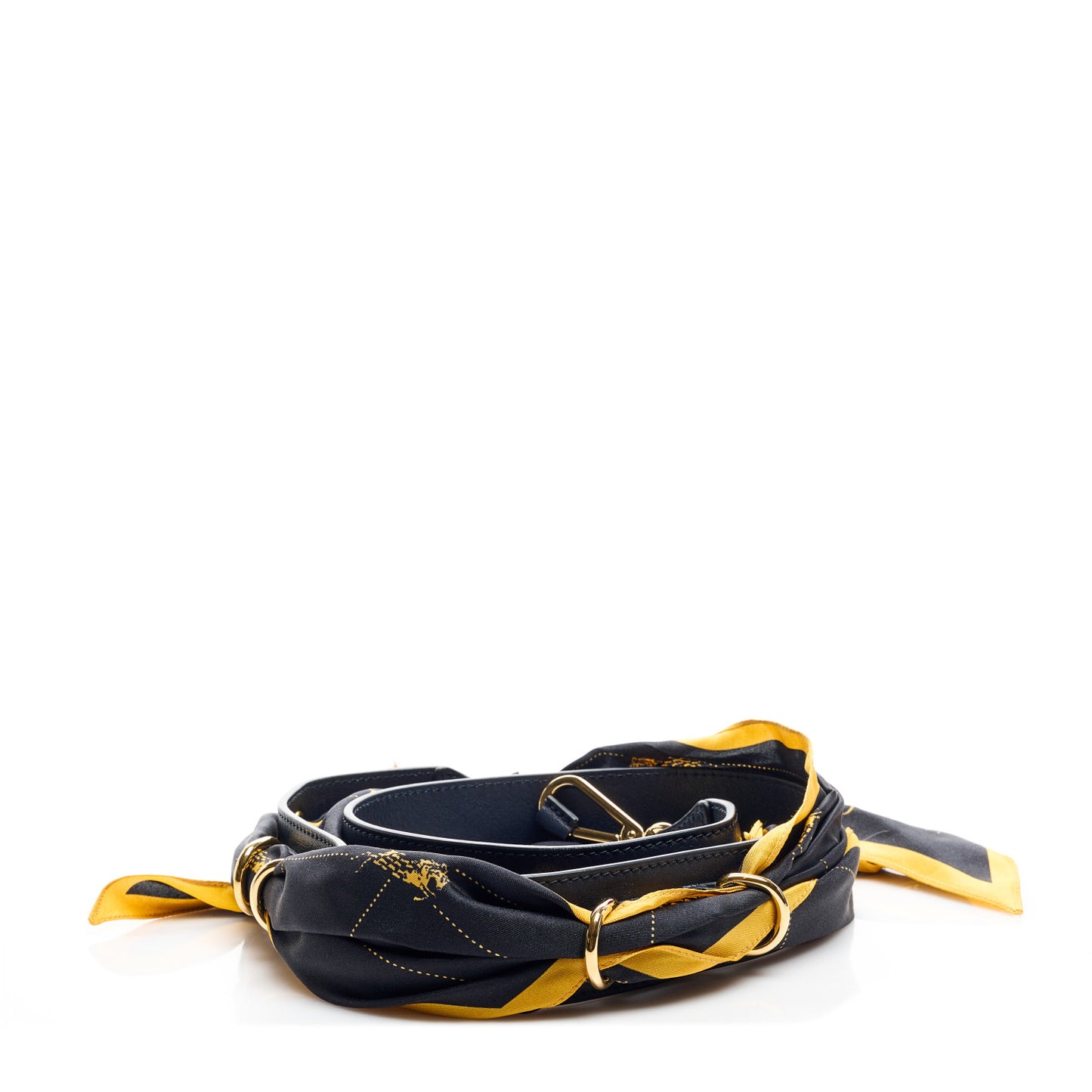 Calfskin Silk Little Horses Scarf Strap Navy