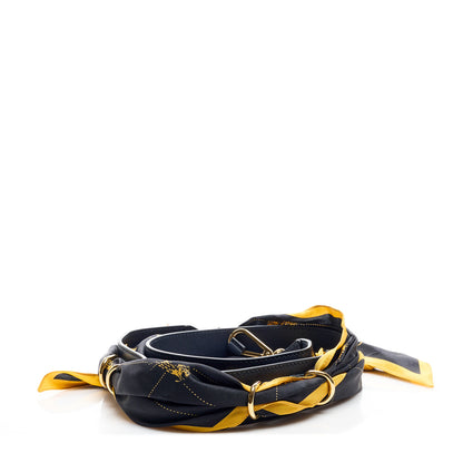 Chloe Calfskin Silk Little Horses Scarf Strap Navy 2 of 6