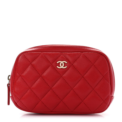 Chanel Caviar Quilted Small Curvy Pouch Cosmetic Case Red 1 of 7