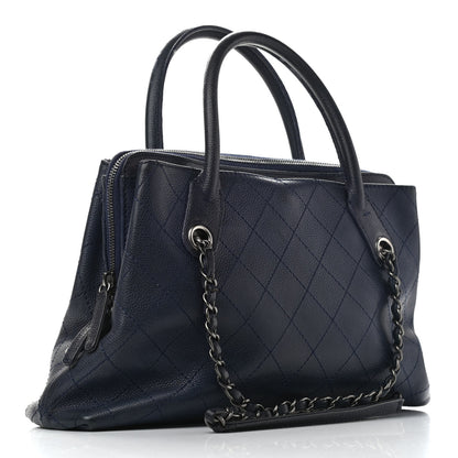 Chanel Grained Vegetal Calfskin Small Urban Shopping Tote Navy 3 of 13