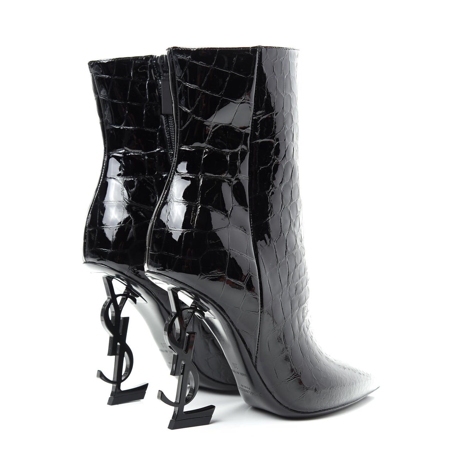 Alligator Embossed Patent Calfskin Opyum 110 Ankle Boots 36 Black