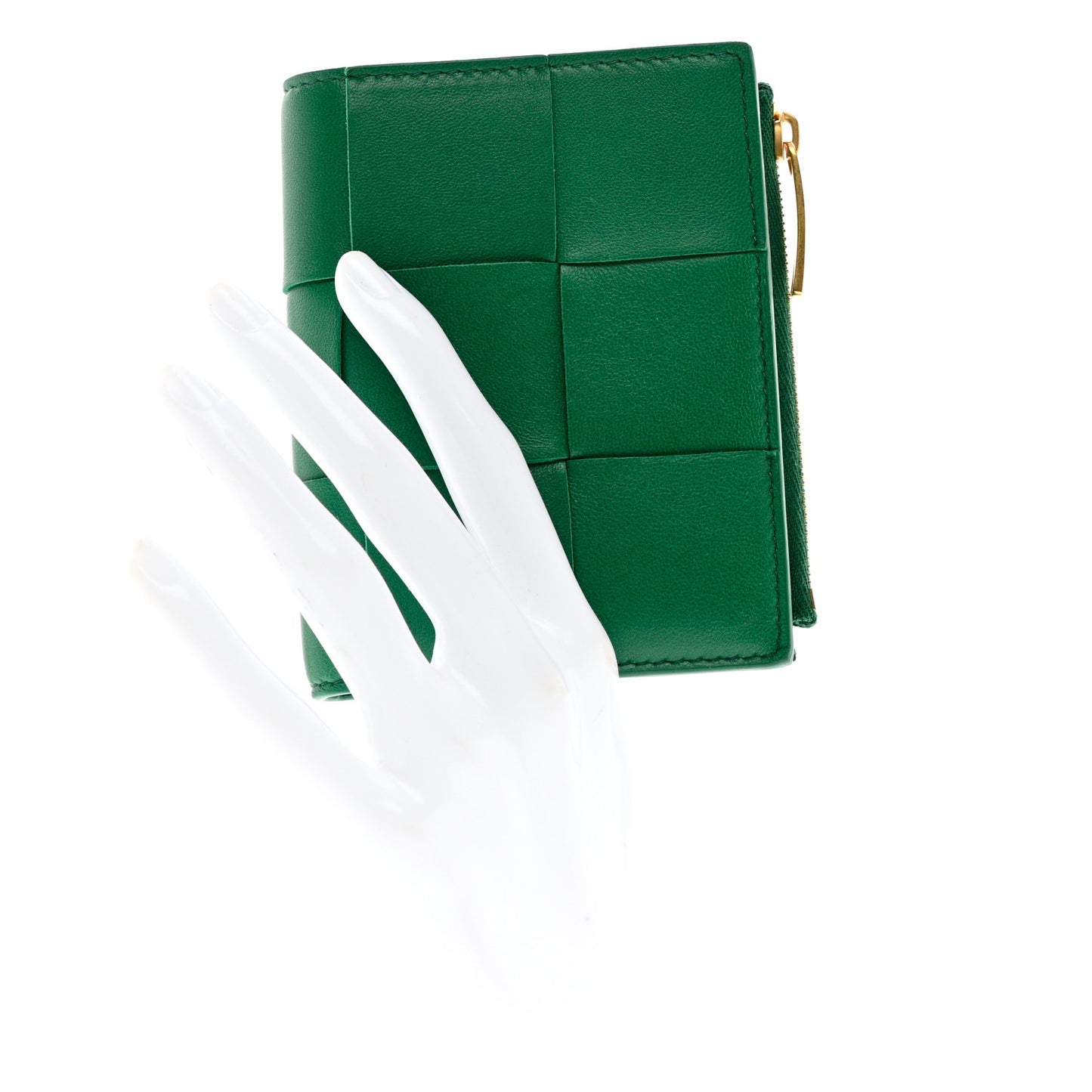 Nappa Intrecciato Bifold Zip Wallet Racing Green