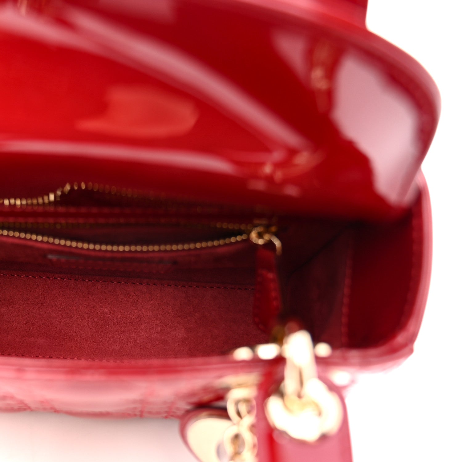 Christian Dior Patent Cannage Mini Lady Dior Red 5 of 10