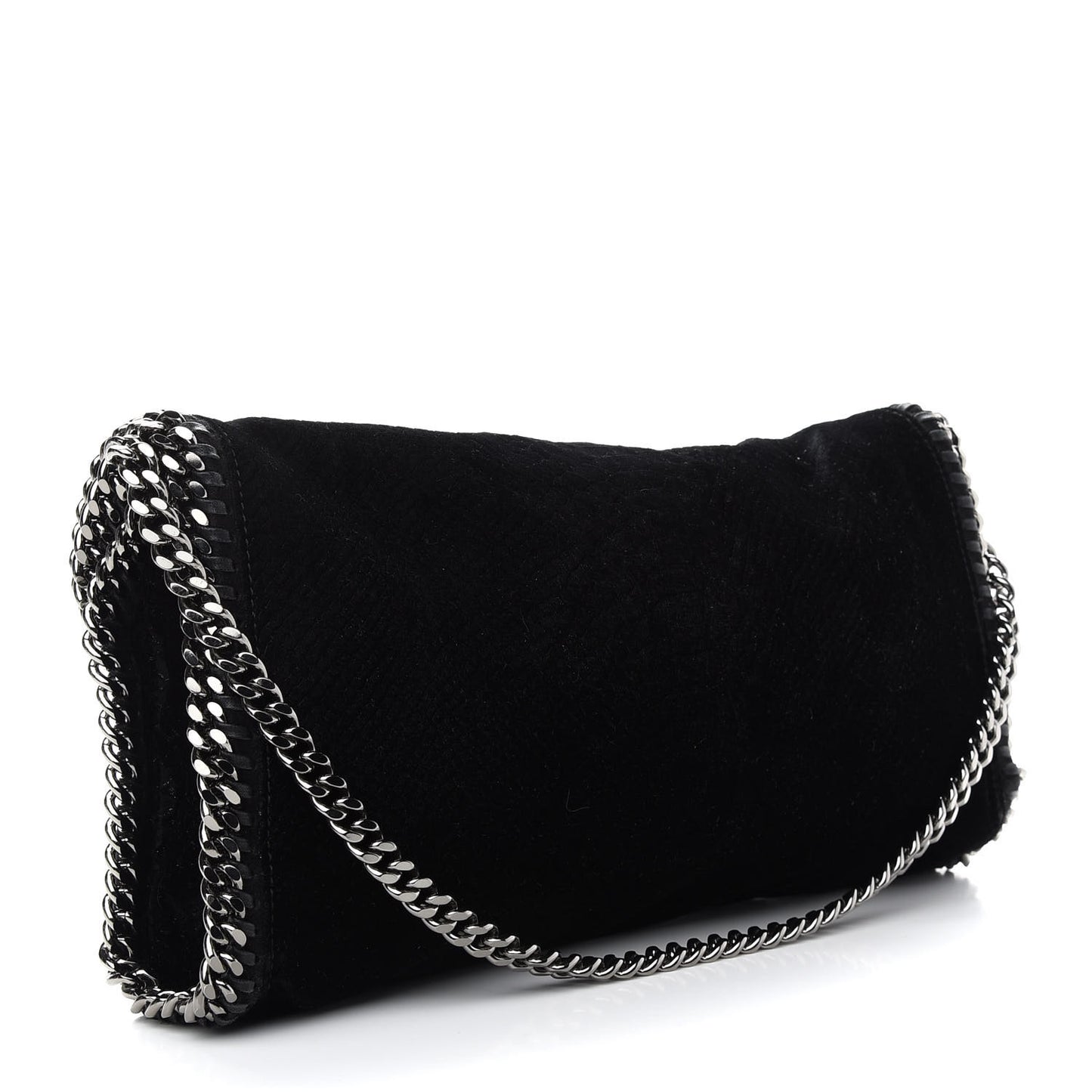 Velvet Python Embossed Falabella Fold Over Tote Black