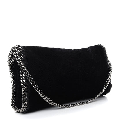 Stella McCartney Velvet Python Embossed Falabella Fold Over Tote Black 3 of 8
