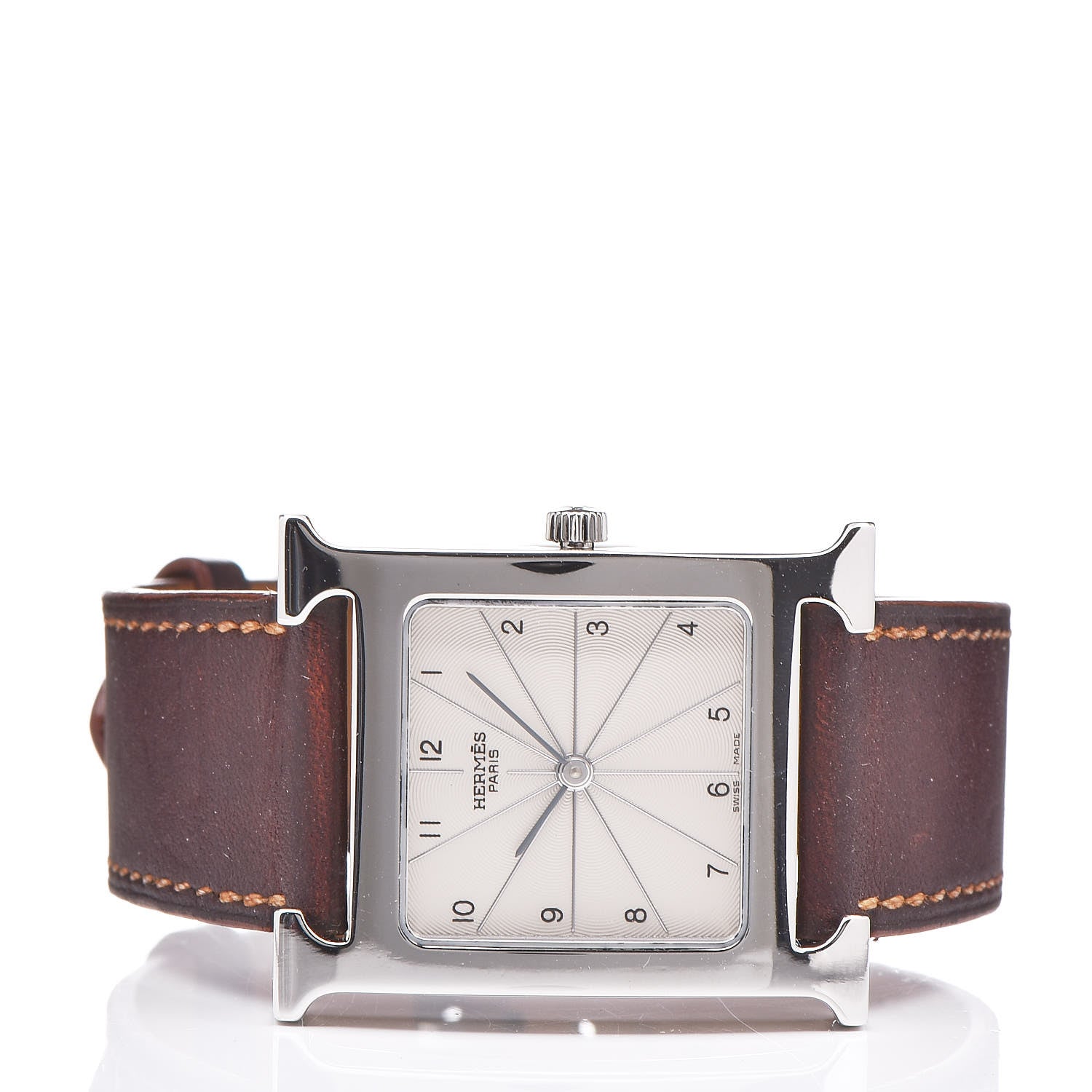 Hermes Stainless Steel Barenia 26mm Heure H Hour Quartz Watch Fauve 3 of 8
