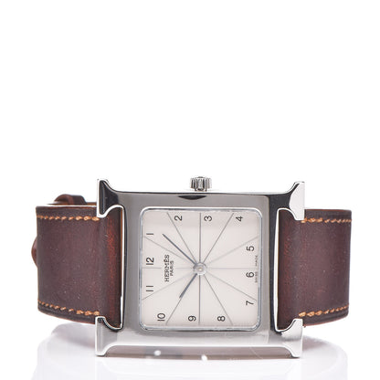 Hermes Stainless Steel Barenia 26mm Heure H Hour Quartz Watch Fauve 3 of 8