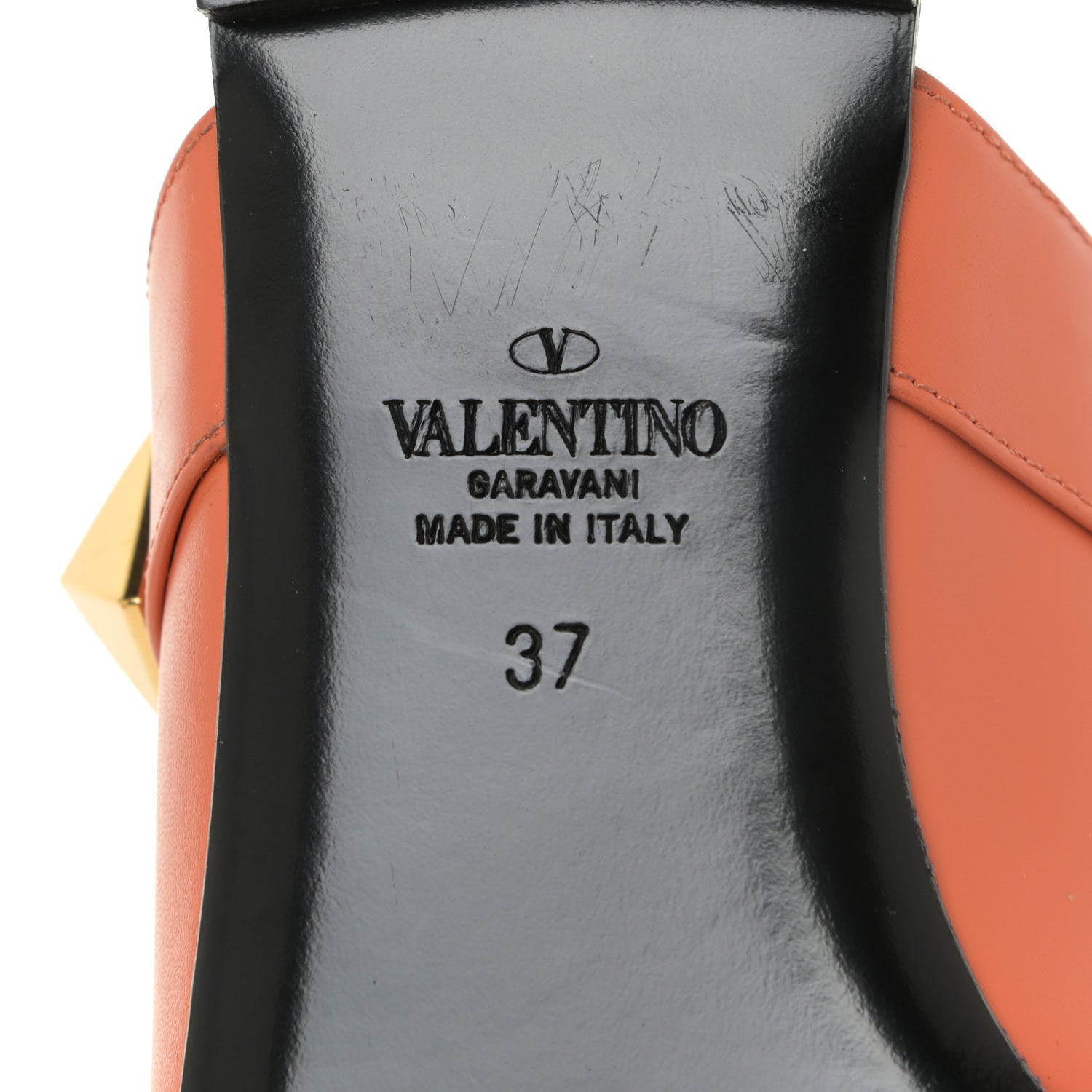 Valentino Garavani Calfskin Roman Stud Ankle Strap Flat Mules 37 Orange Zest 9 of 12