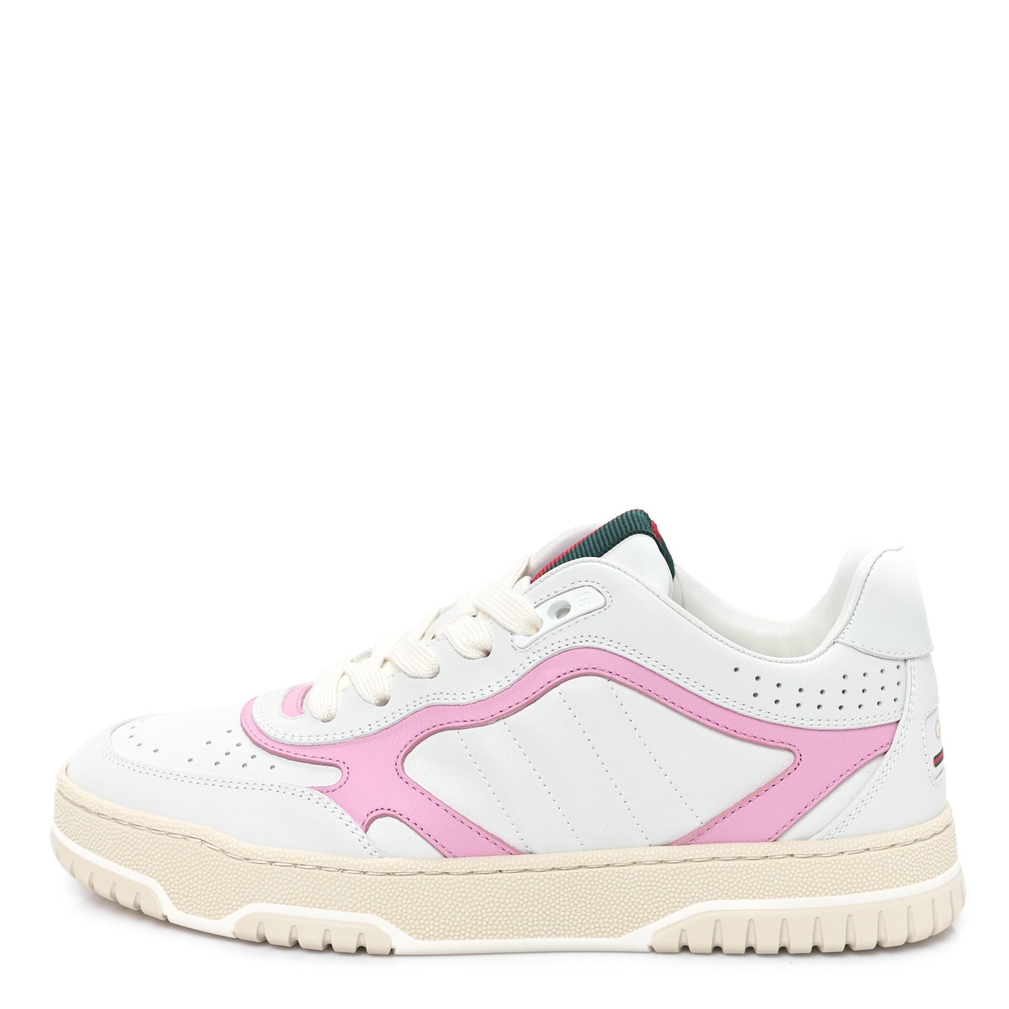 Calfskin Womens Re-Web Sneakers 37 White Pink