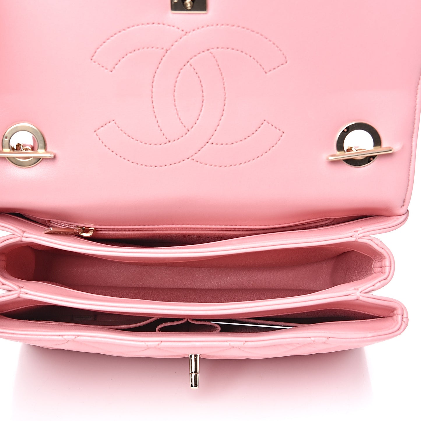 Lambskin Quilted Small Trendy CC Flap Dual Handle Bag Pink
