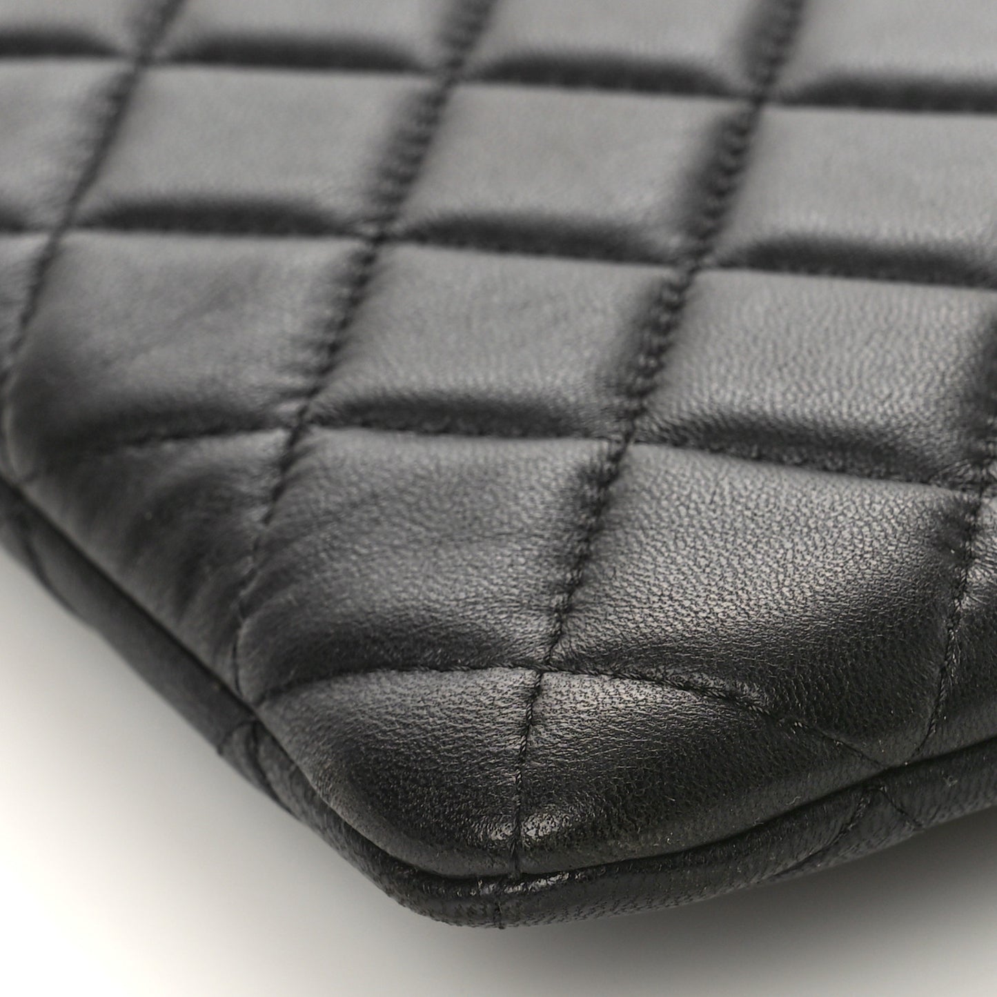 Lambskin Quilted Large Cosmetic Case Black