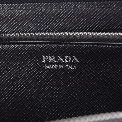 Prada Saffiano Palm Tree Print Zip Around Wallet Black 6 of 9