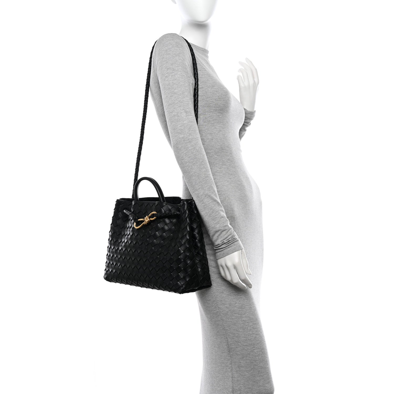 Bottega Veneta Nappa Intrecciato Medium Andiamo Shoulder Bag Black 2 of 12