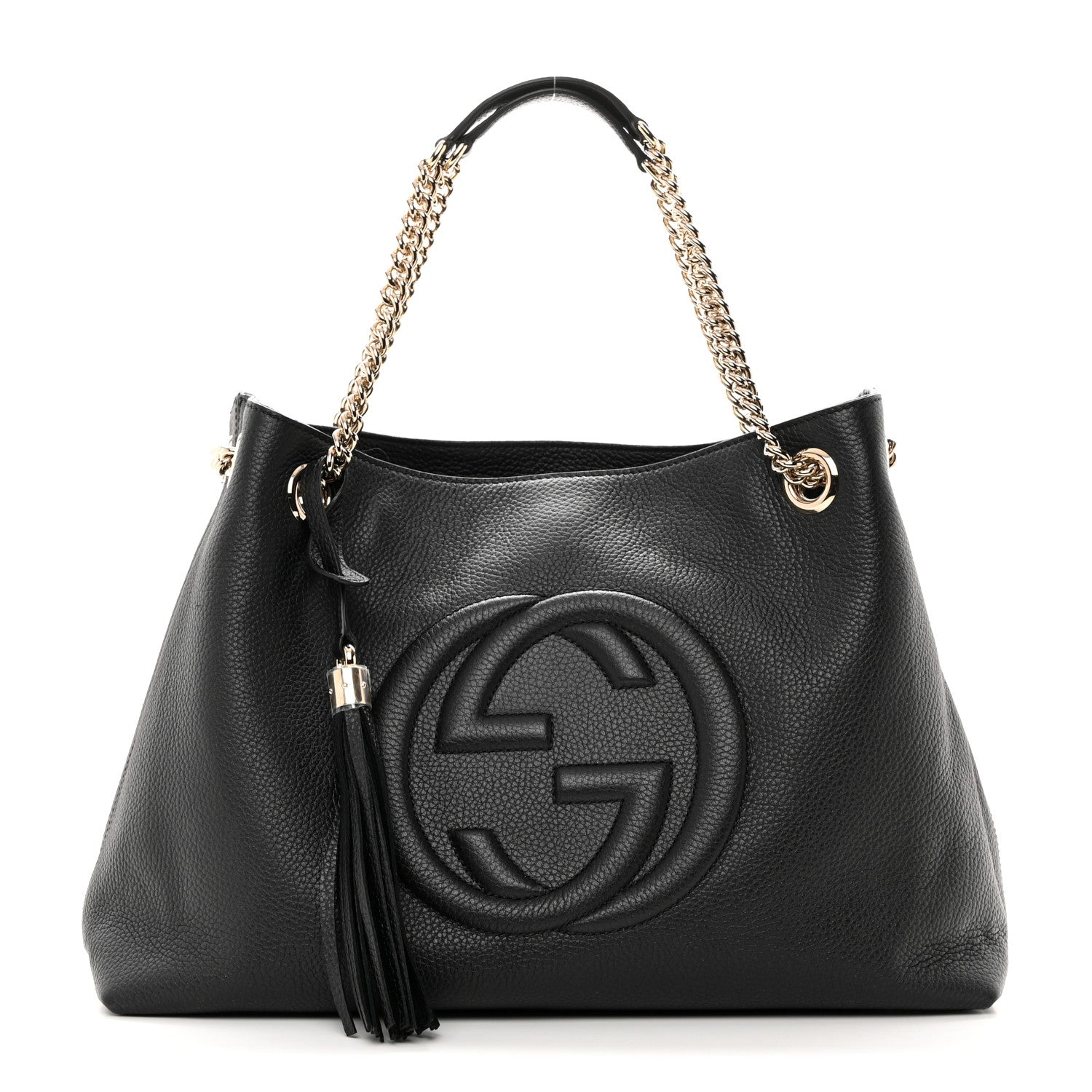 Gucci Pebbled Calfskin Medium Soho Chain Shoulder Bag Black 1 of 11