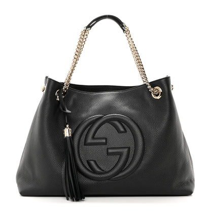 Gucci Pebbled Calfskin Medium Soho Chain Shoulder Bag Black 1 of 11