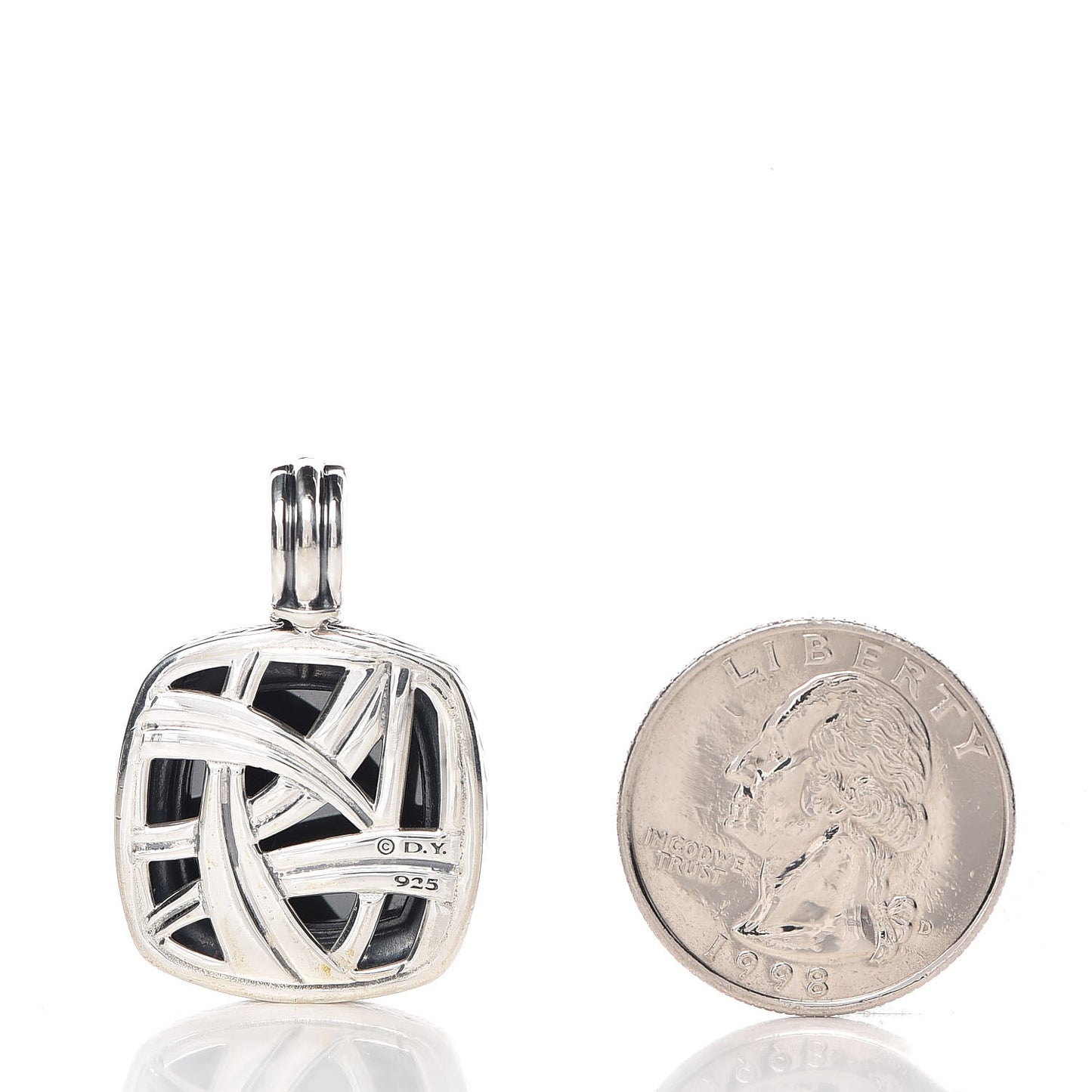 Sterling Silver Diamond Hematite 17mm Albion Enhancer Pendant