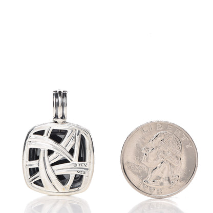 David Yurman Sterling Silver Diamond Hematite 17mm Albion Enhancer Pendant 2 of 4