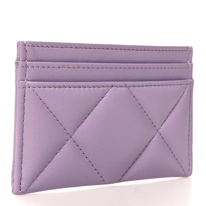Chanel Lambskin Quilted Chanel 19 Card Holder Light Purple 3 of 9
