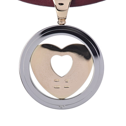 Bulgari Stainless Steel 18K Yellow Gold Calfskin Tondo Heart Pendant Necklace Brown 5 of 7