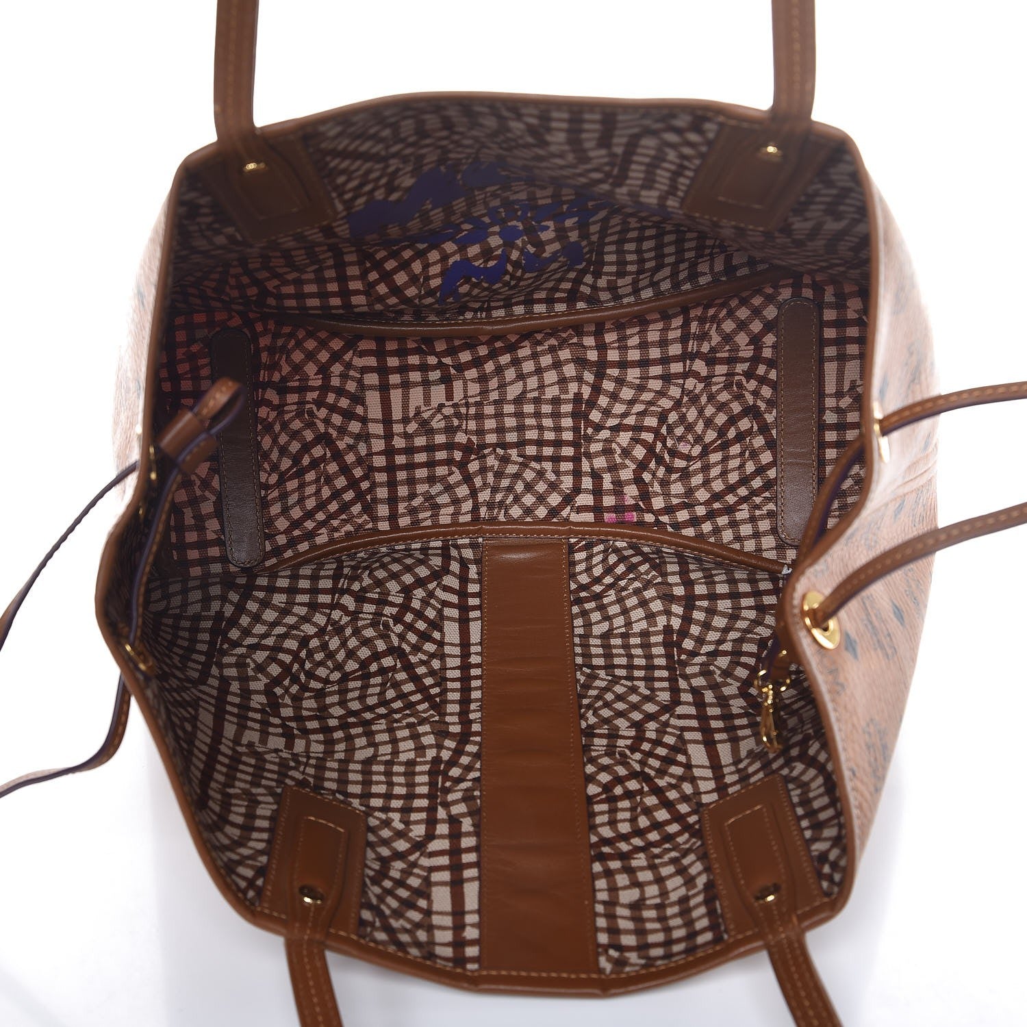 MCM Visetos Medium Liz Reversible Shopper Tote Cognac 9 of 15