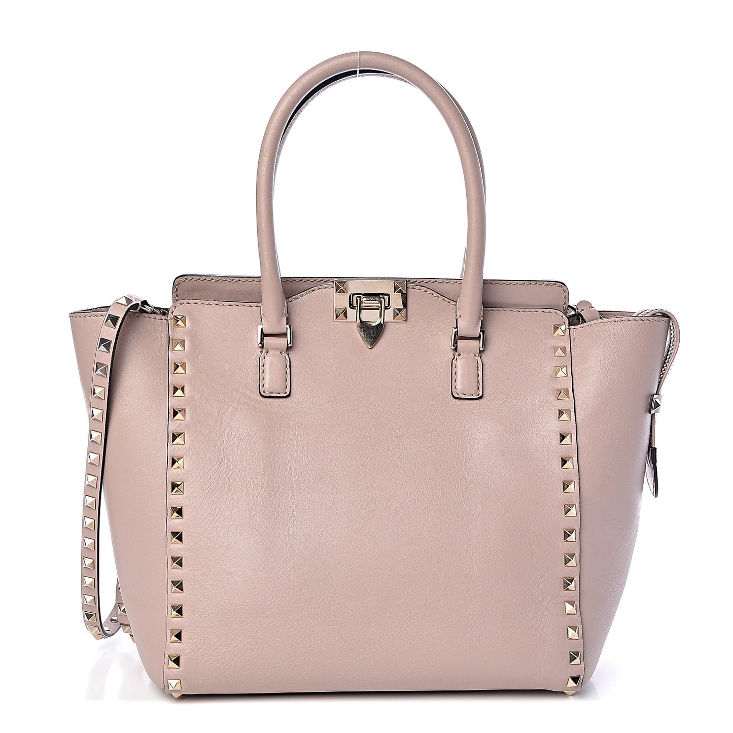 Vitello Rockstud Double Handle Tote Poudre