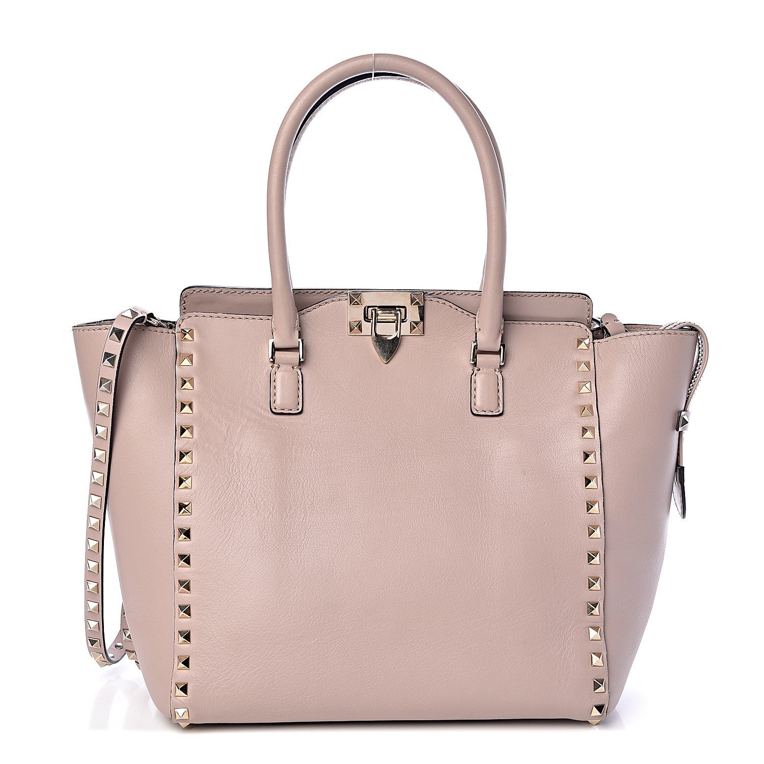 Valentino Garavani Vitello Rockstud Double Handle Tote Poudre 1 of 10