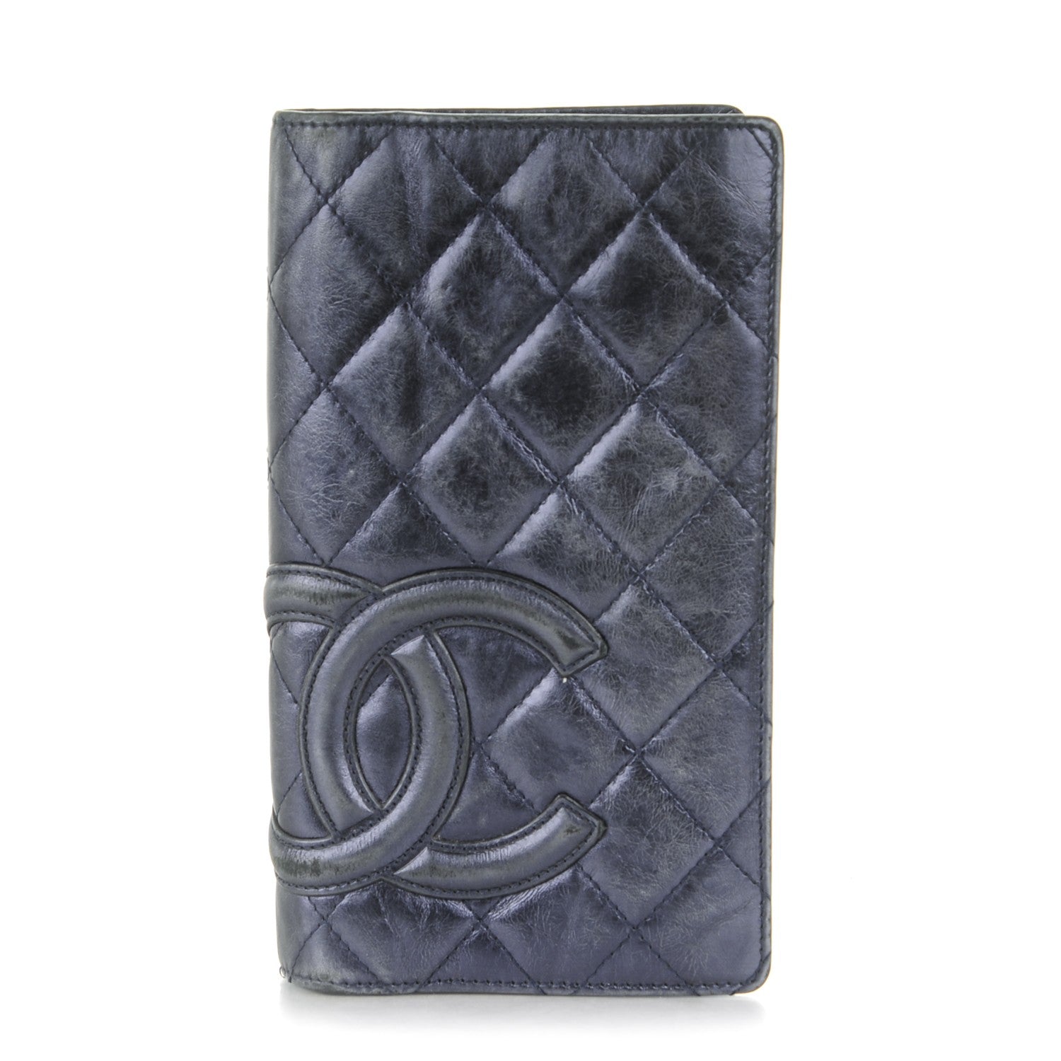 Chanel Metallic Calfskin Quilted Cambon Yen Wallet Blue 1 of 8