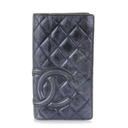 Chanel Metallic Calfskin Quilted Cambon Yen Wallet Blue 1 of 8
