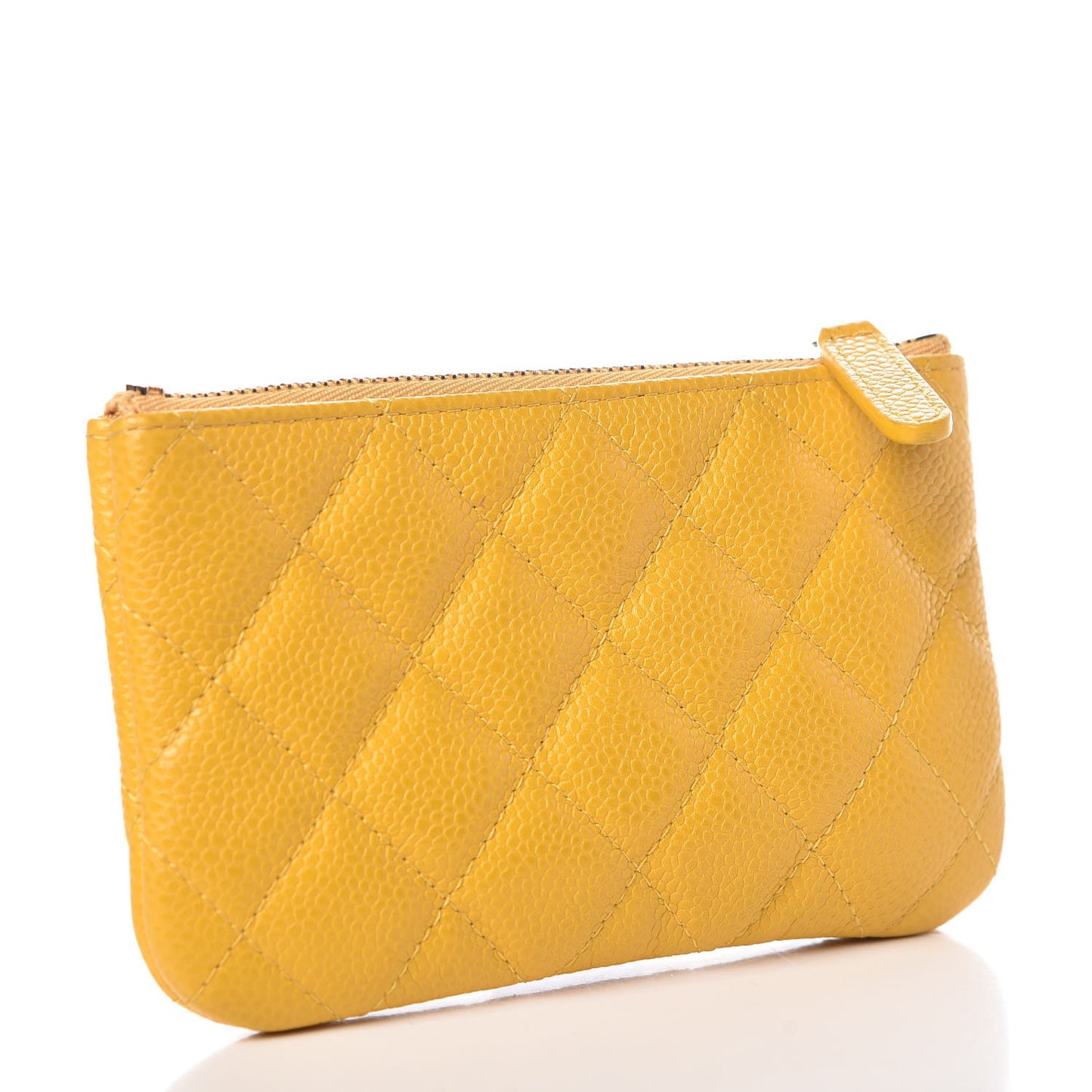Caviar Quilted Small Cosmetic Case Yellow