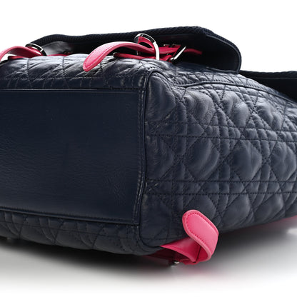 Christian Dior Lambskin Mesh Cannage Embroidered Stardust Backpack Navy Pink 8 of 8