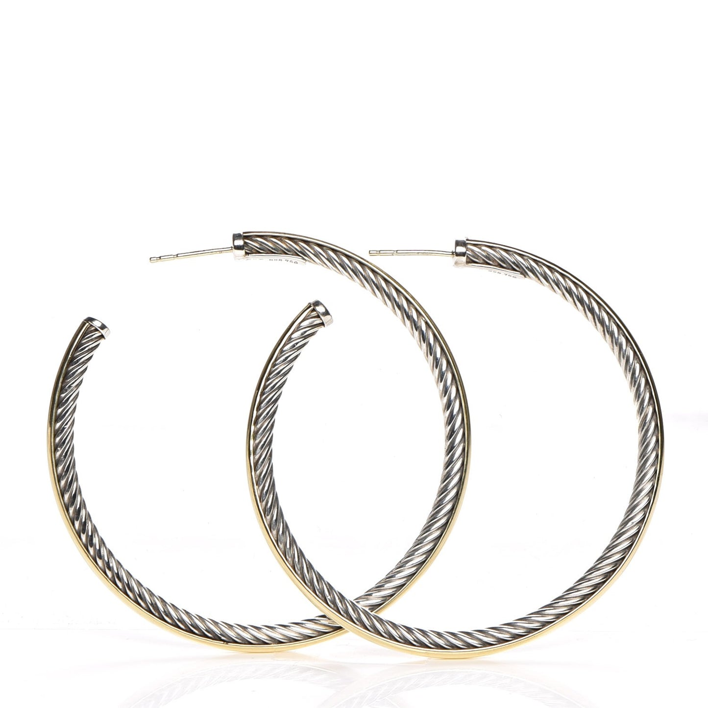 Sterling Silver 18K Yellow Gold 56mm Extra Large Cable Hoop Earrings