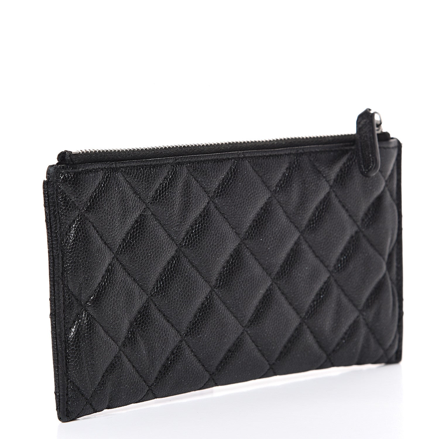 Chanel Iridescent Caviar Quilted Classic Zip Pouch Black 2 of 13