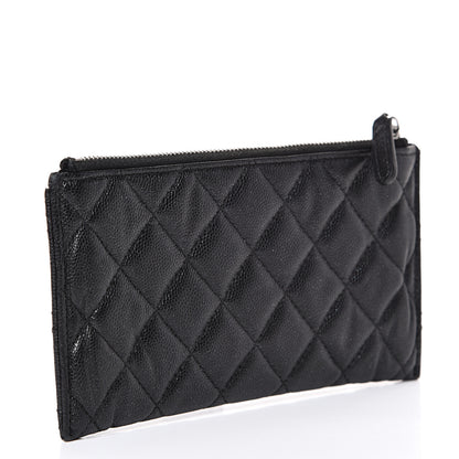 Chanel Iridescent Caviar Quilted Classic Zip Pouch Black 2 of 13