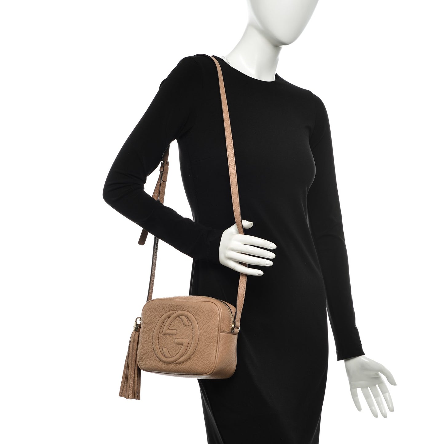 Pebbled Calfskin Small Soho Disco Bag Rose Beige